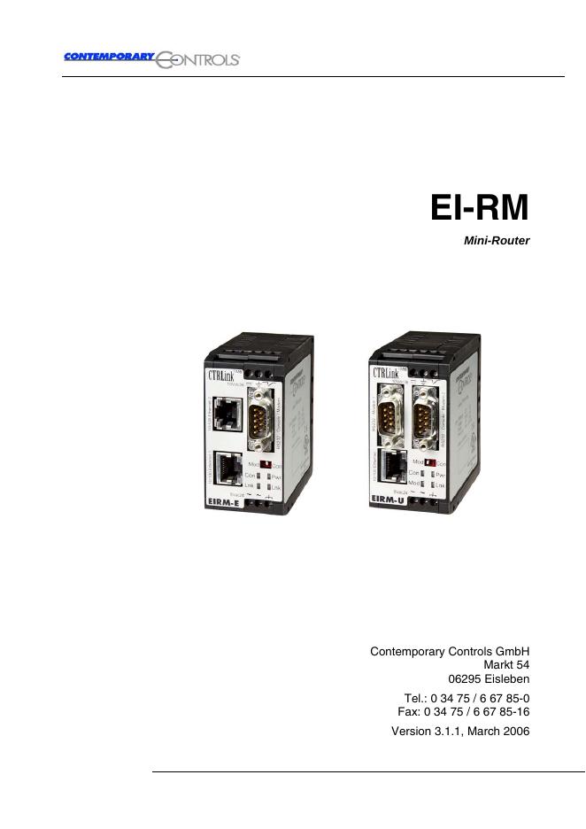 Contemporary Controls GmbH EI-RM 说明书