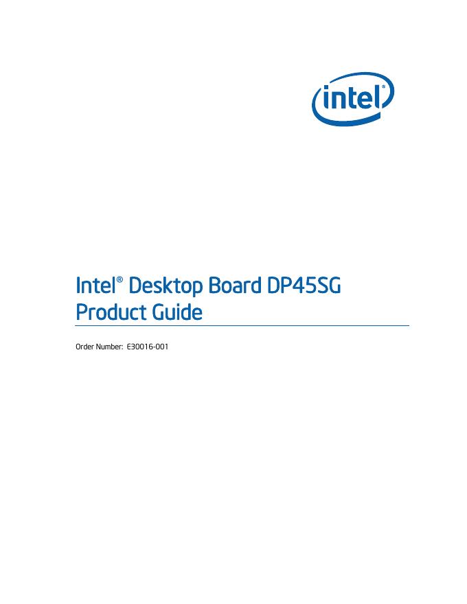 intel Desktop Board DP45SG 说明书