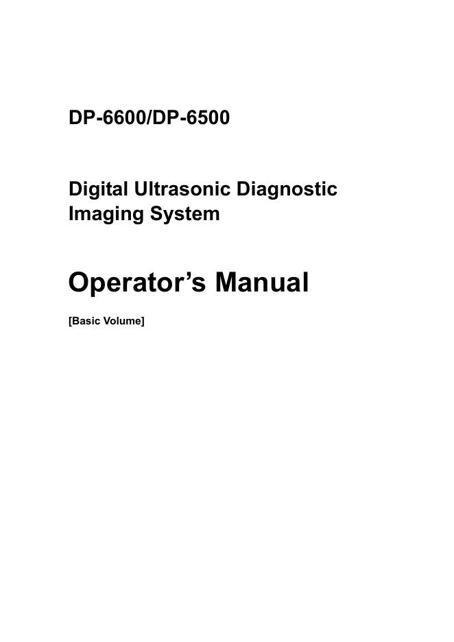 Mindray Bio-medica DP-6600/DP-6500 说明书