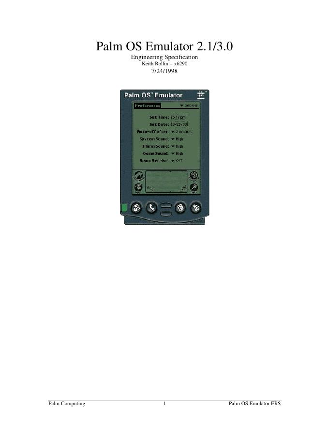 Palm OS Emulator 2.1/3.0 说明书