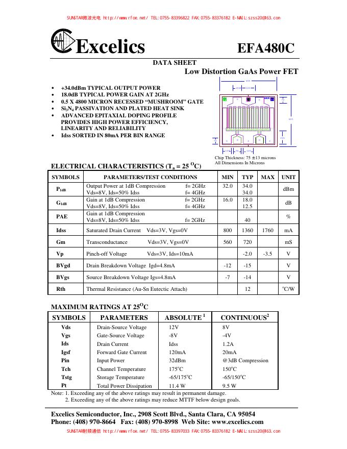 Excelics EFA480C  说明书