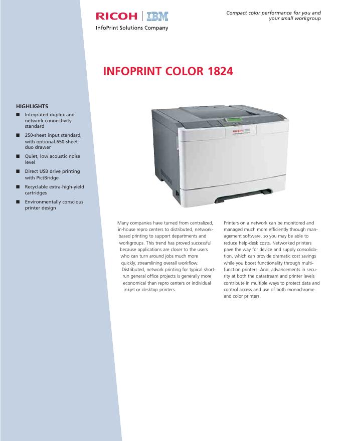 RICOH INFOPRINT COLOR 1824 说明书