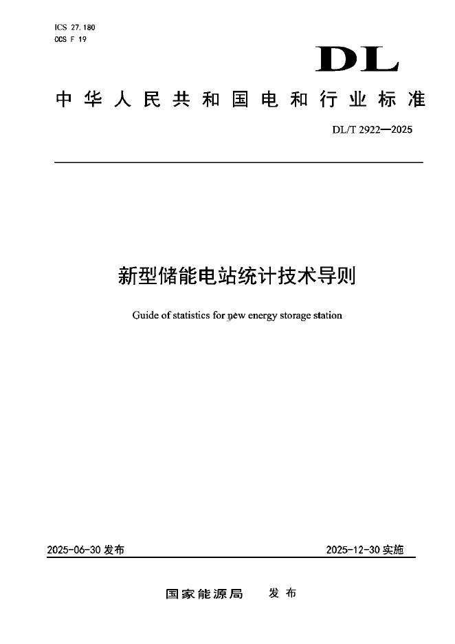 DL/T 2922-2025 新型储能电站统计技术导则