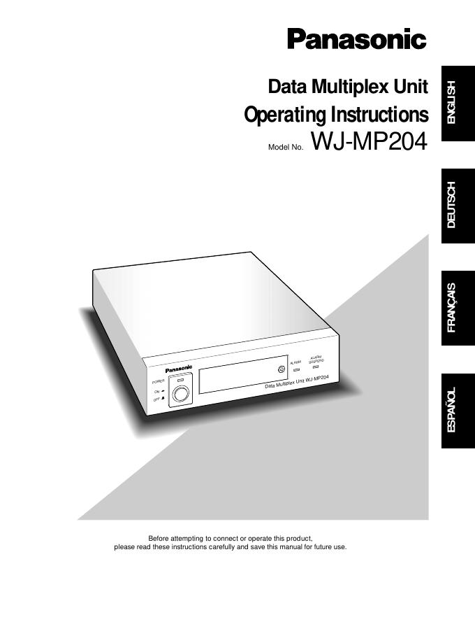松下  WJ-MP204 Data Multiplex Unit Operating Instruction 说明书