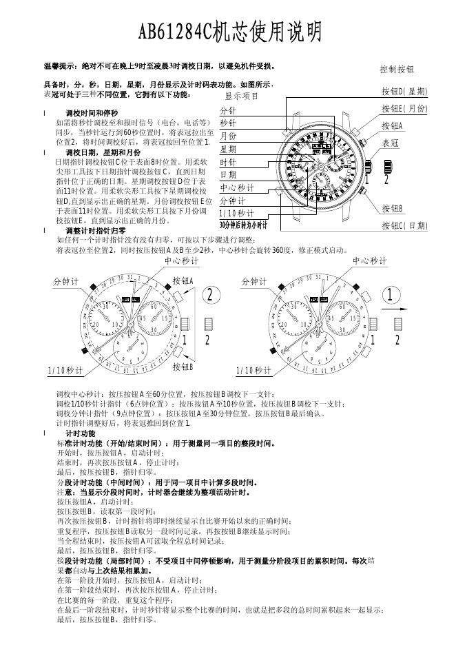 AB61284C 机芯 使用说明