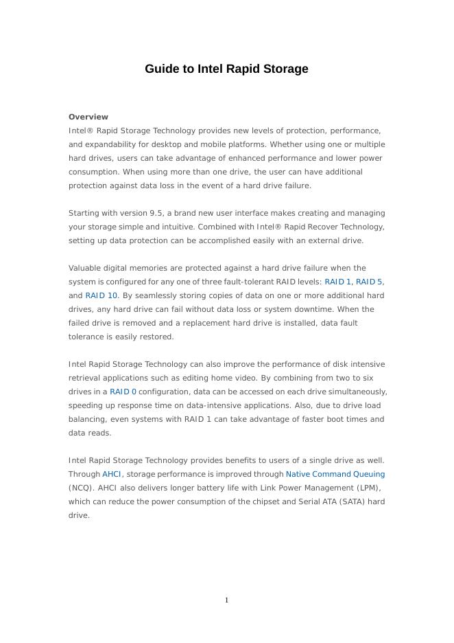 华擎 Guide to Intel Rapid Storage 说明书