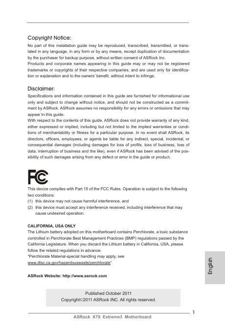 ASRock X79 Extreme3 Motherboard 说明书