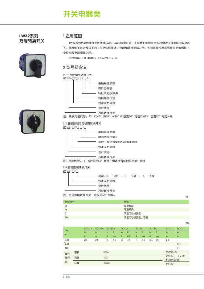 LW32系列 万能转换开关 说明书