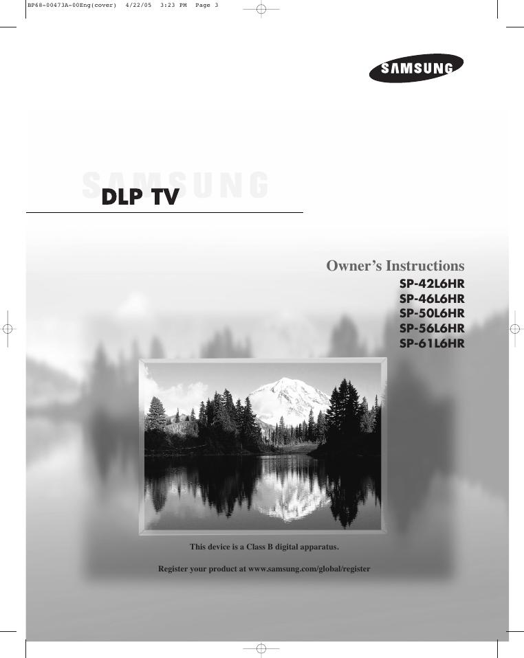 三星 DLP TV SP-42L6HR 使用说明书