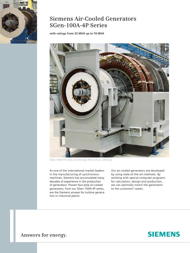 SIEMENS Siemens Air-Cooled Generators SGen-100A-4P Series 说明书