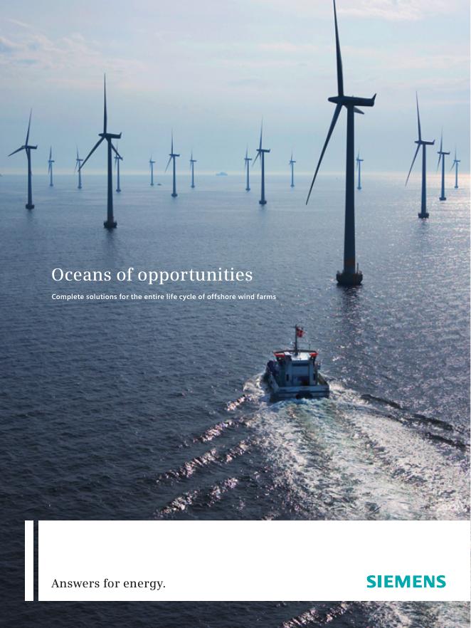 西门子 Oceans of opportunities Complete solutions for the entire life cycle of offshore wind farms 说明书