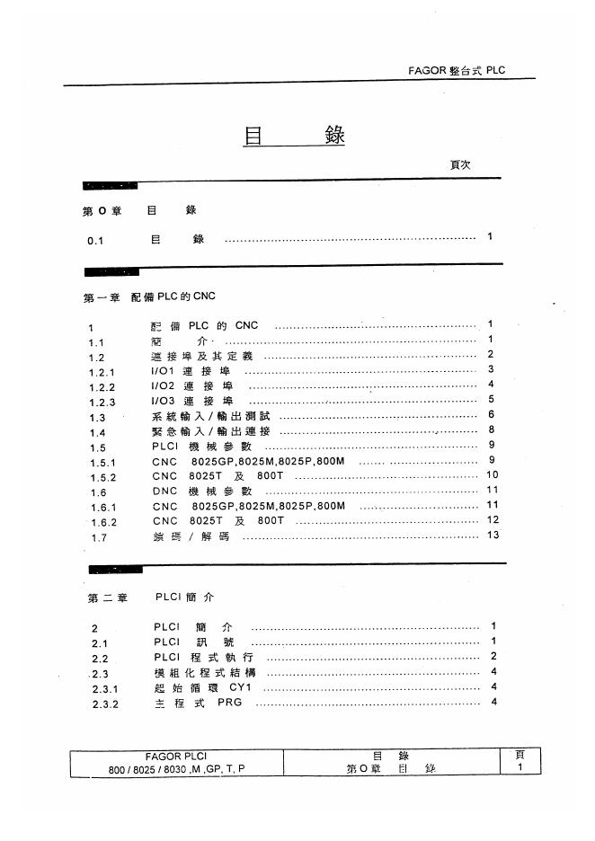 FAGOR 整台式 PLC 说明书