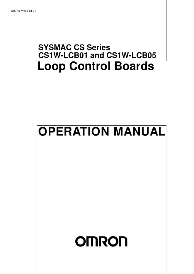 OMRON SYSMAC CS Series CS1W-LCB01 and CS1W-LCB05 Loop Control Boards 说明书