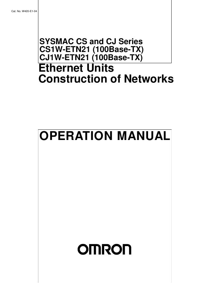 OMRON Ethernet Units Construction of Networks 说明书