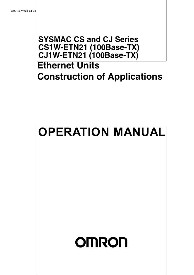 OMRON Ethernet Units Construction of Applications 说明书