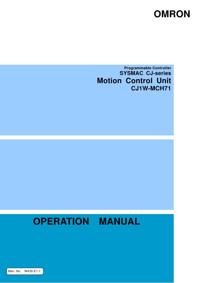 OMRON Motion Control Unit CJ1W-MCH71 说明书