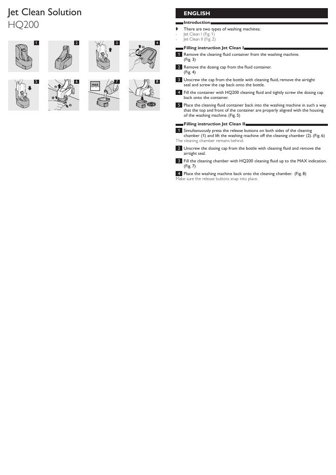 PHILIPS Jet Clean Solution EnglIsh HQ200 说明书