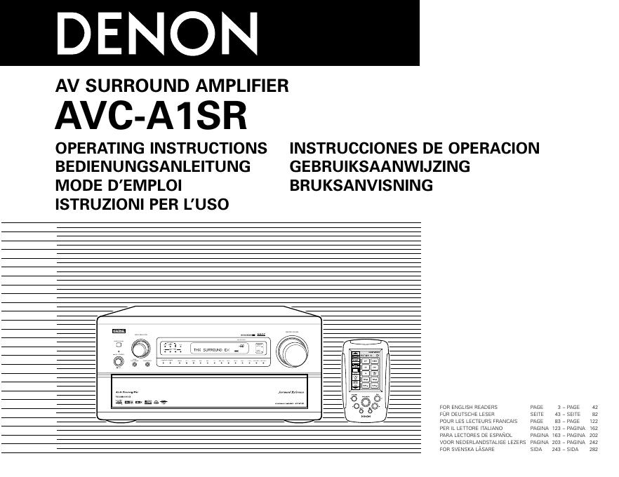 DENON AVC-A1SR 安装说明书