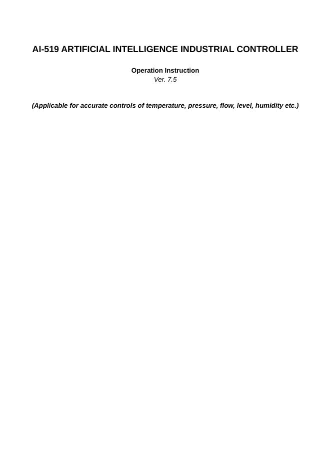 AI-519 ARTIFICIAL INTELLIGENCE INDUSTRIAL CONTROLLER 操作安装说明书