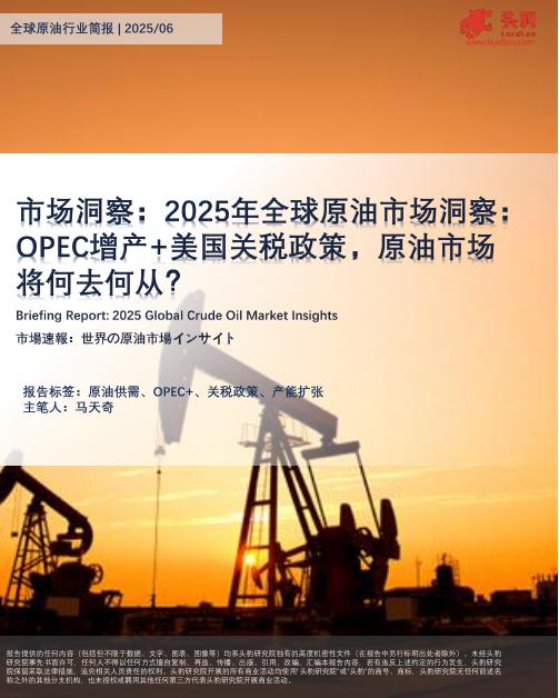 头豹研究院：市场洞察：2025年全球原油市场洞察：OPEC增产+美国关税政策，原油市场将何去何从？海报