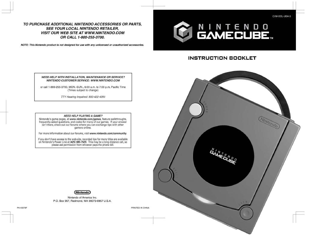NINTENDO GAMECUBE 说明书