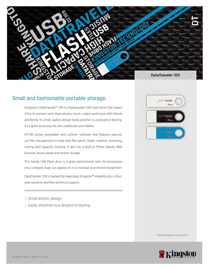 金士顿 DataTraveler 109 说明书