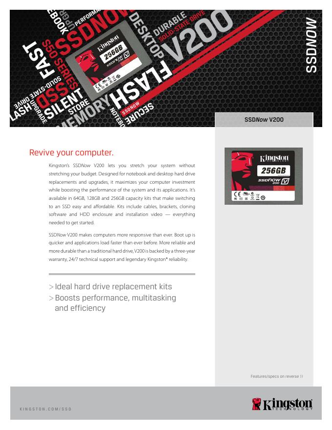 金士顿 SSDNOW V200 说明书