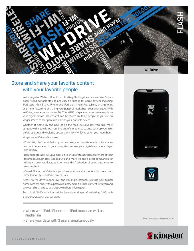 kingston WI-DRIVE FLASH 说明书