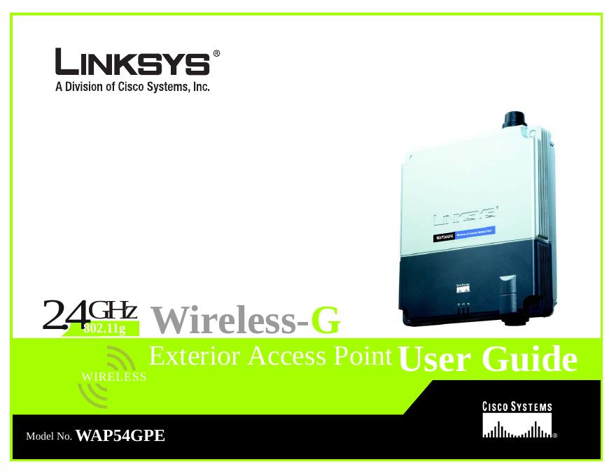 LINKSYS WAP54GPE Wireless-GWireless-G 说明书