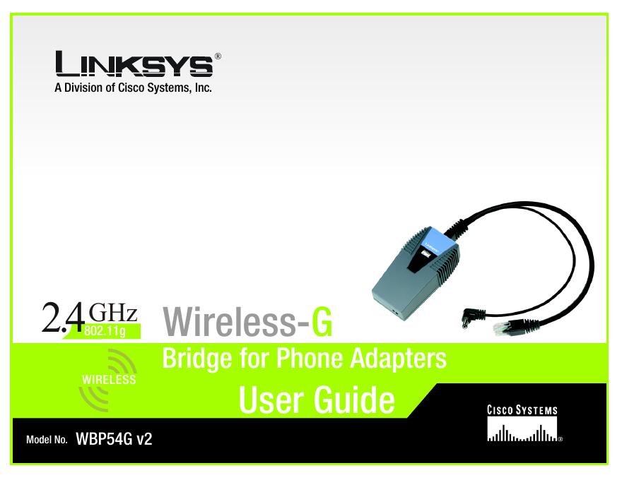 LINKSYS WBP54G v2 Wireless-G Bridge for Phone Adapters 说明书
