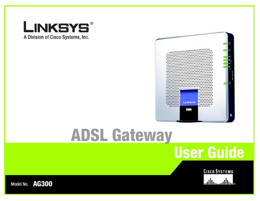 LINKSYS AG300 ADSL Gateway 说明书