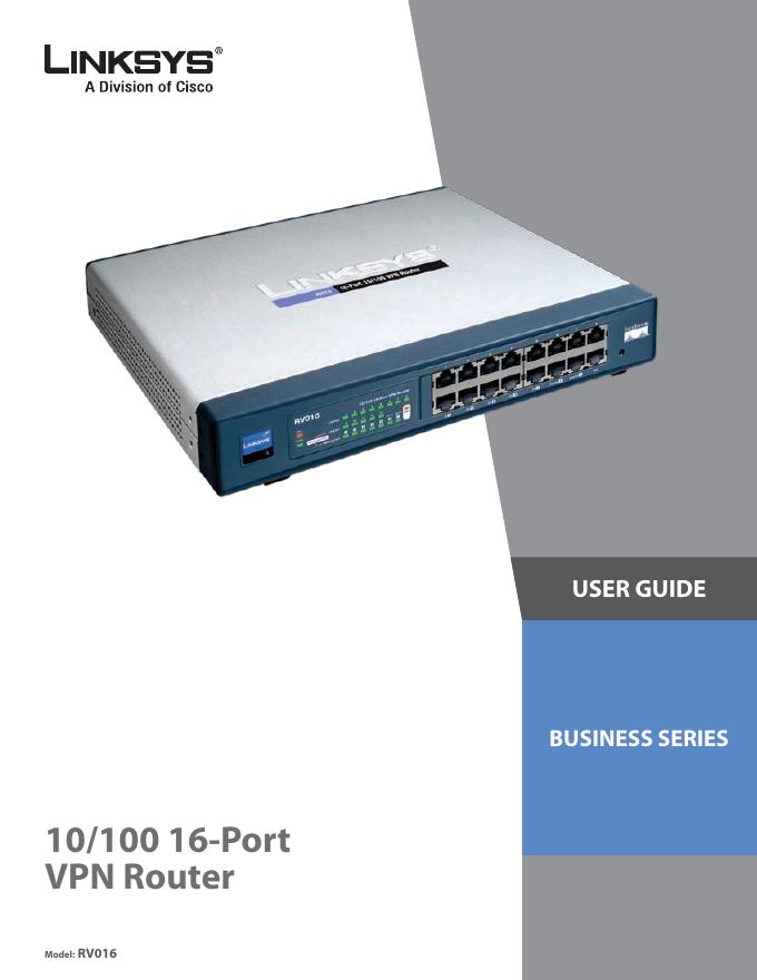 LINKSYS 10/100 16-Port VPN Router 说明书