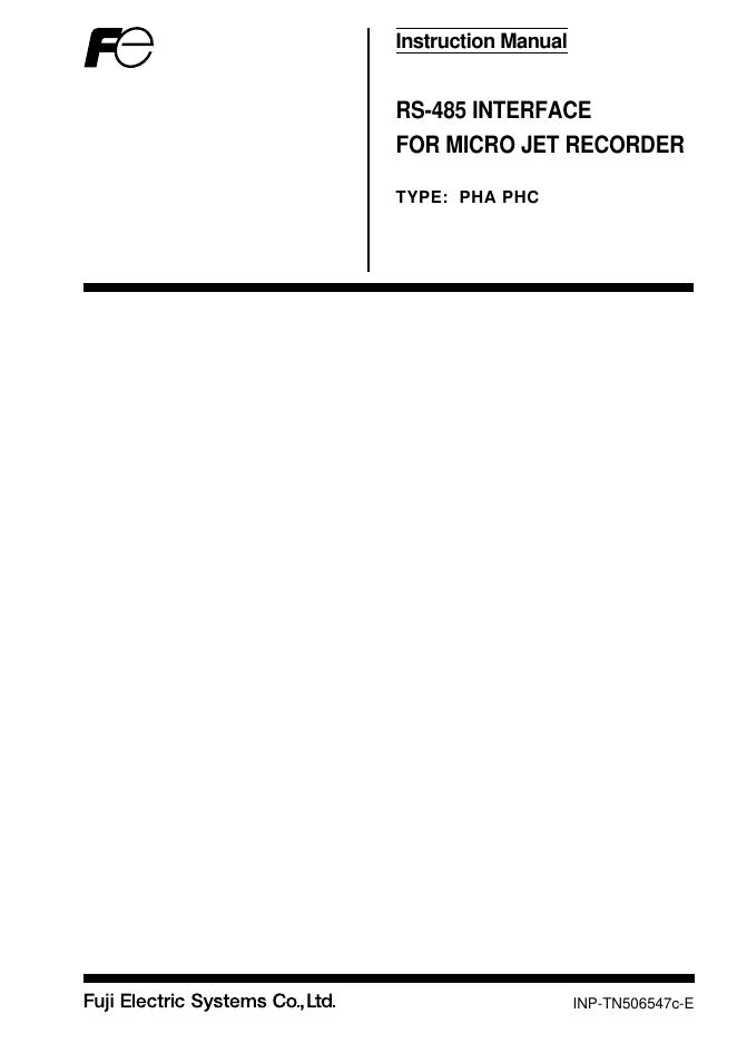 富士电机 PHA/PHC 使用说明书