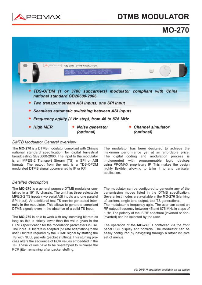 PROMAX MO-270 说明书