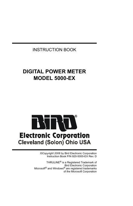 BIRD 5000-EX 使用说明书