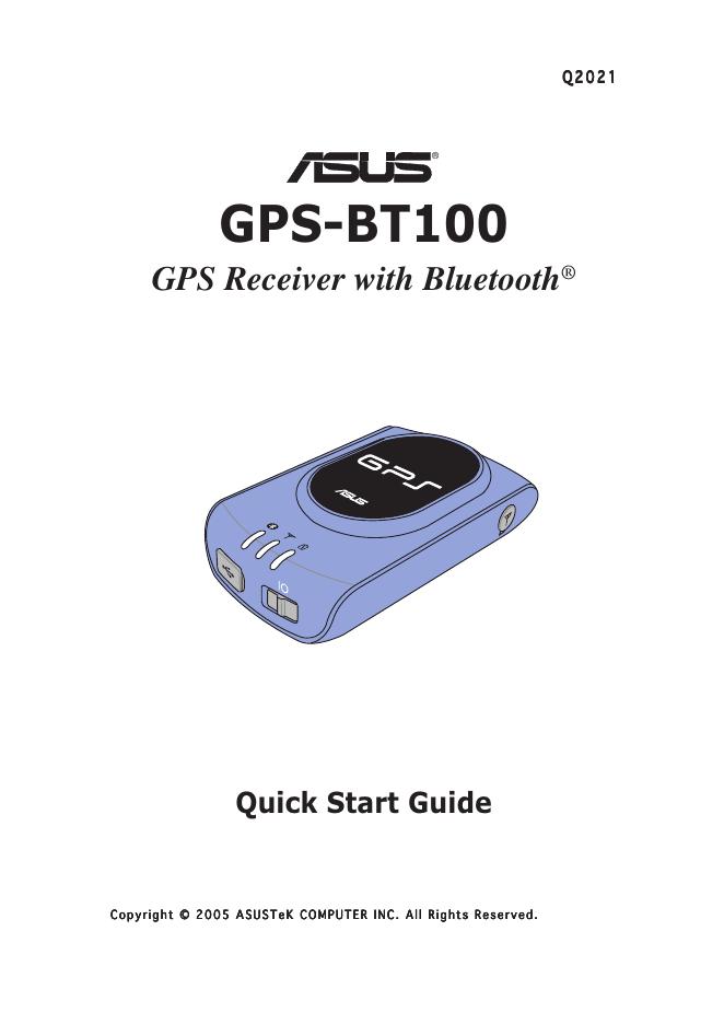 ASUS GPS-BT100 GPS Receiver with Bluetooth 说明书