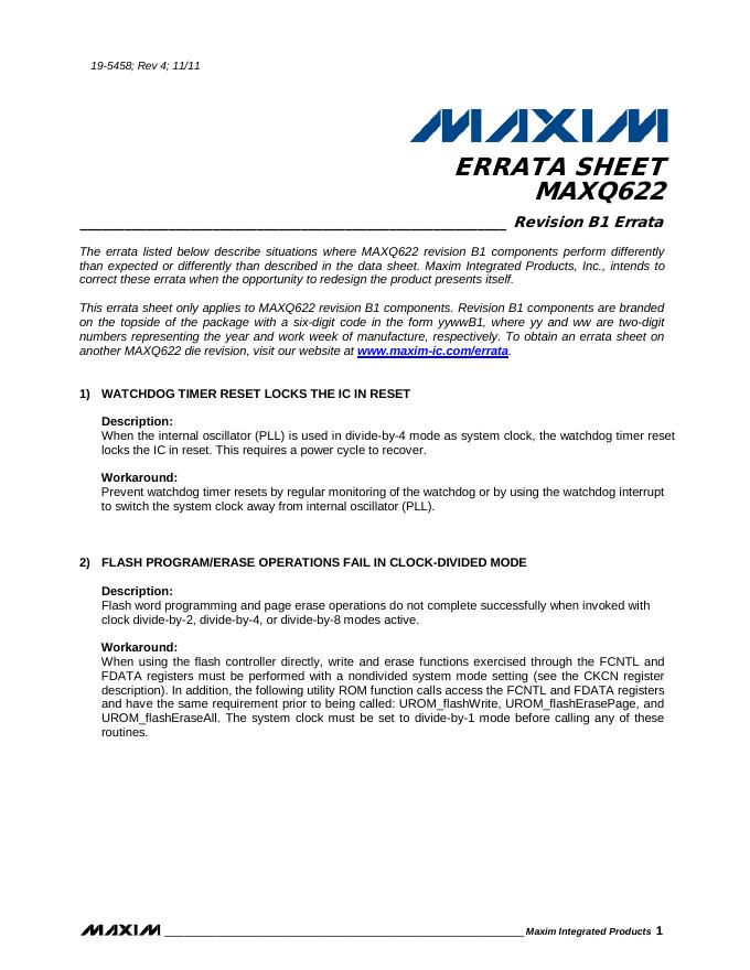 MAXIM MAXQ622 说明书