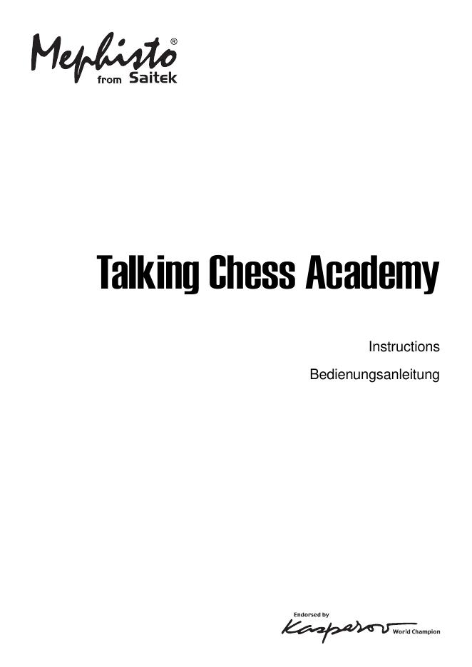 Talking Chess Academy Instructions Bedienungsanleitung 说明书