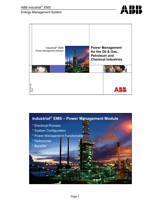 ABB IndustrialIT EMS Energy Management System 说明书