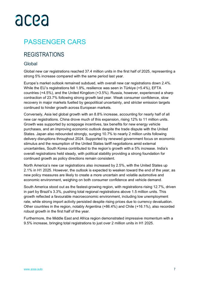 欧洲汽车工业协会（ACEA）：2025年上半年全球及欧盟汽车行业经济与市场报告（英文版）_第7页