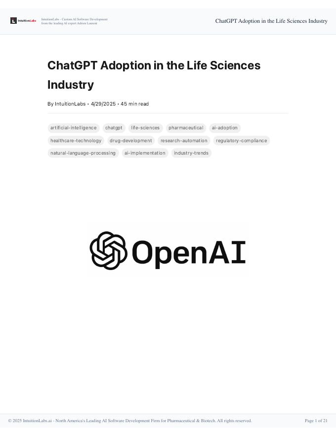 IntuitionLabs：2025年生命科学行业中ChatGPT的应用研究报告（英文版）海报