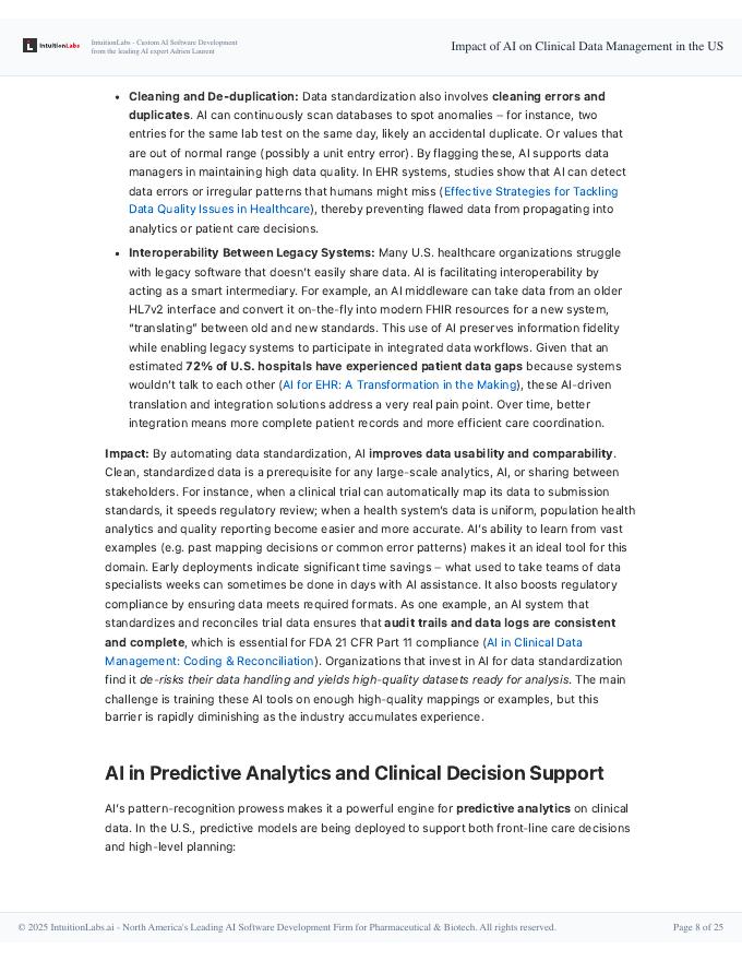 IntuitionLabs：2025年人工智能（AI）对美国临床数据管理的影响研究报告（英文版）_第8页