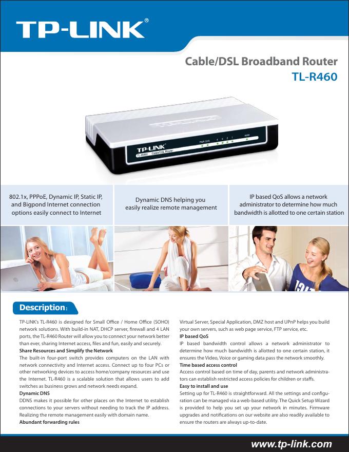 TP-LINK TL-R460 Cable/DSL Broadband Router 说明书