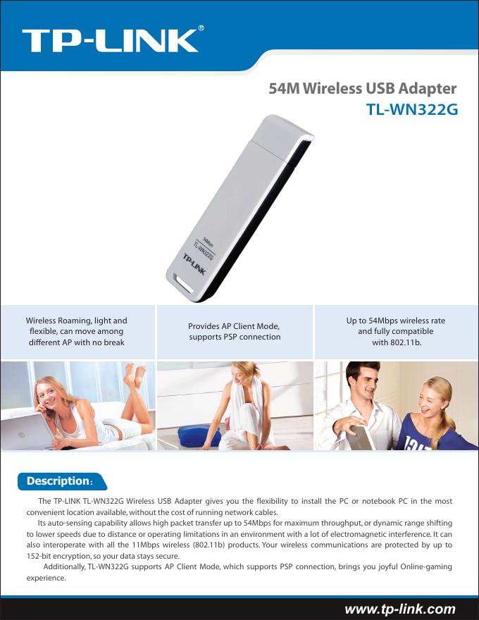 TP-LINK 54M Wireless USB Adapter TL-WN322G 说明书