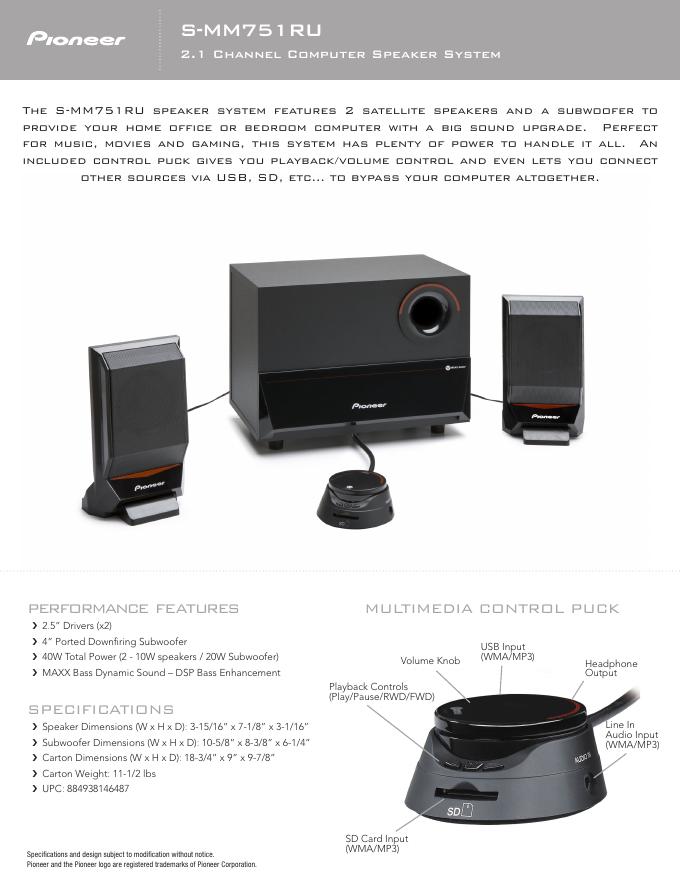 pioneer S-MM751RU 产品说明书