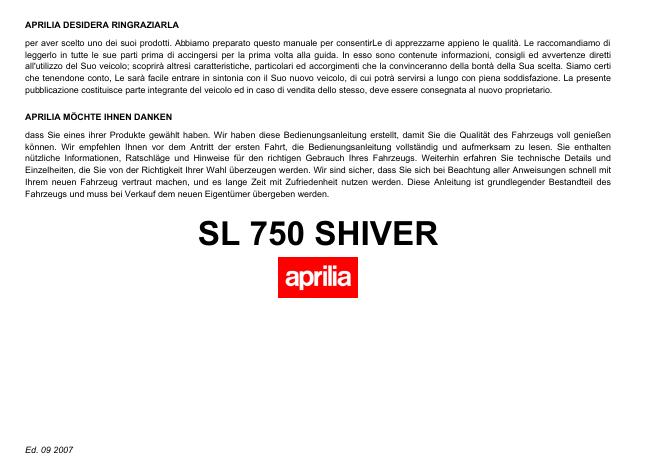 aprilia SL 750 SHIVER 说明书(5)