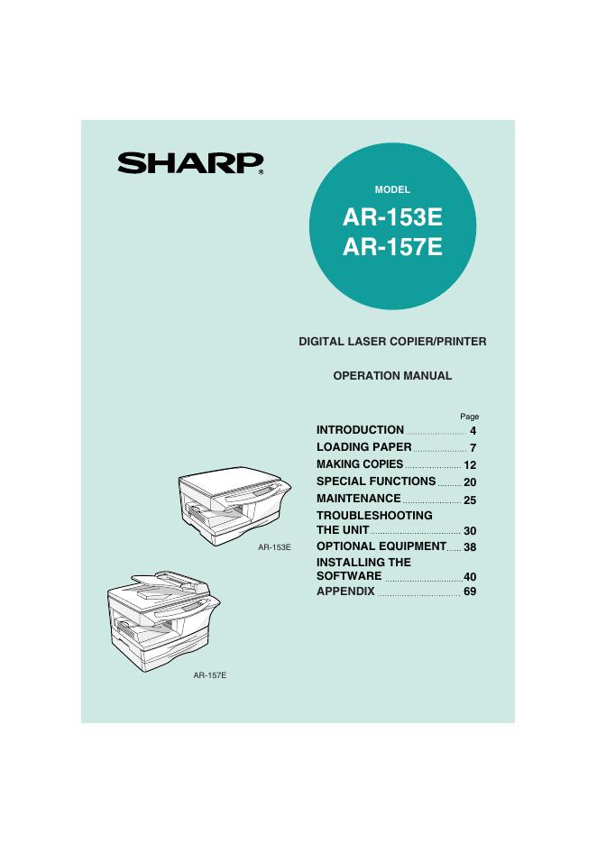 SHARP <em>AR</em>-153E <em>AR</em>-157E 说明书