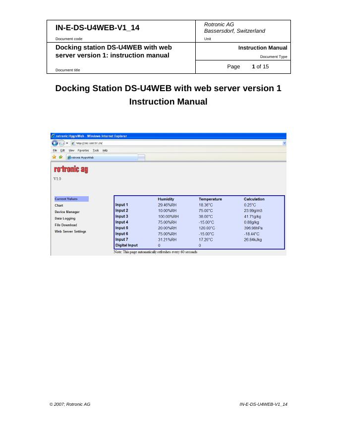 Rotronic DS-U4WEB说明手册
