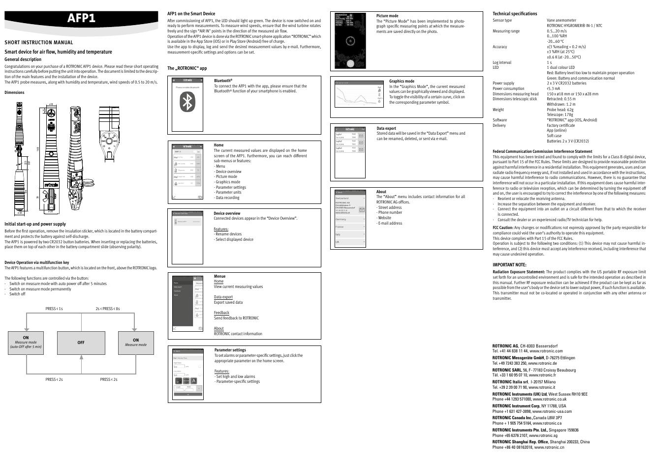 AFP1智能型风速、湿度和温度测量仪使用说明书