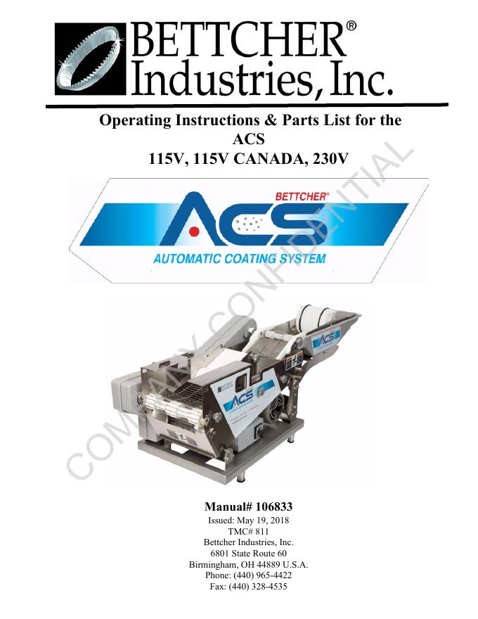 ACS 115V, 115V CANADA, 230V 使用说明